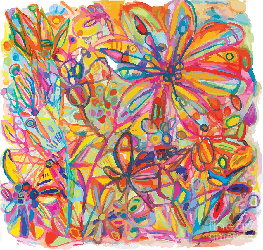 Digital Version of Abstract Colorful flowers Joyful Garden Digital Art by Patricia Awapara