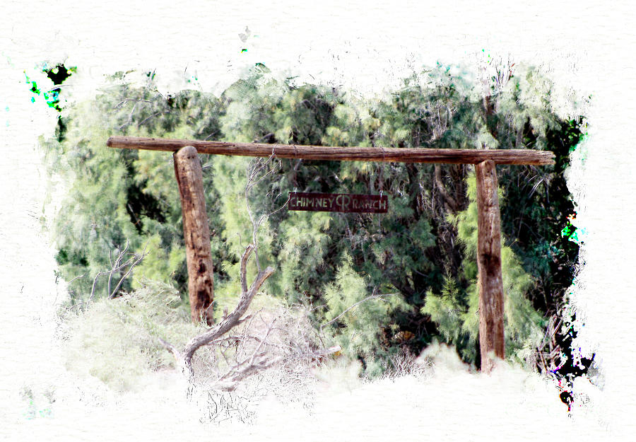 Digital Watercolor Ranch Sign Coachella Valley Wildlife Preserve Photograph by Colleen Cornelius
