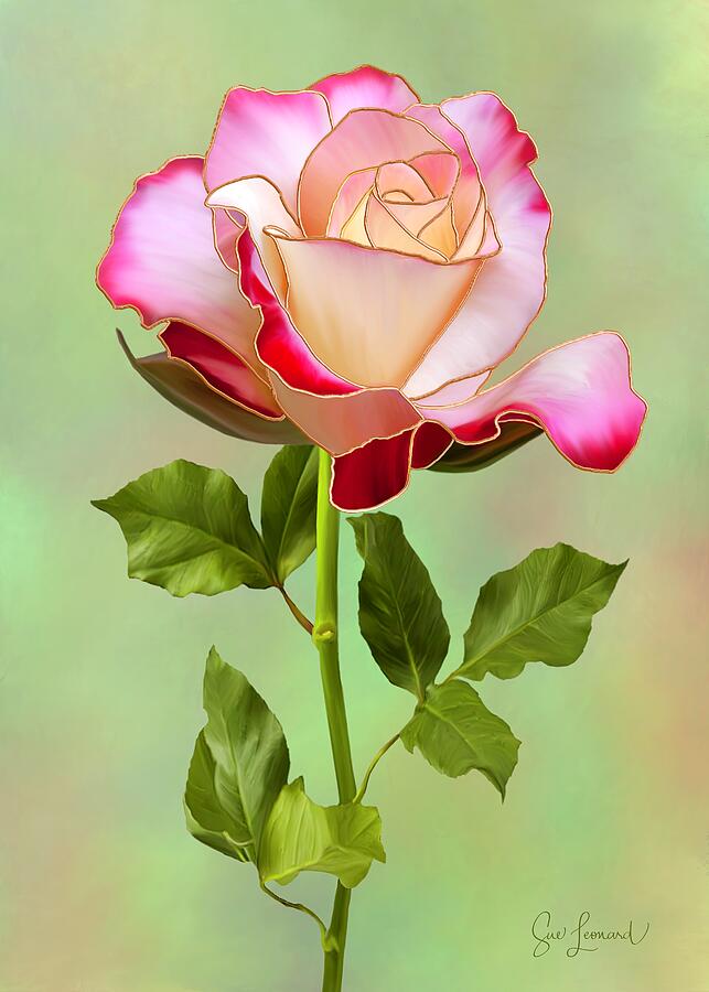 Digitally painted rose with gold gilt finish Photograph by Sue Leonard Digitally painted rose with gold gilt finish Photograph by Sue Leonard