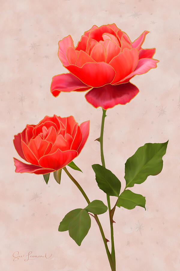 Digitally painted roses with gold gilt Photograph by Sue Leonard Digitally painted roses with gold gilt Photograph by Sue Leonard