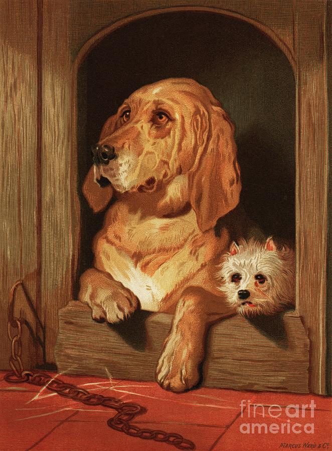 Summer Painting - Dignity and Impudence by Sir Edwin Landseer 1877, Landseer dog painting of a bloodhound  by Shop Ability