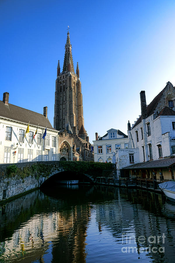 Dijver Canal and Our Lady of Bruges Photograph by Olivier Le Queinec