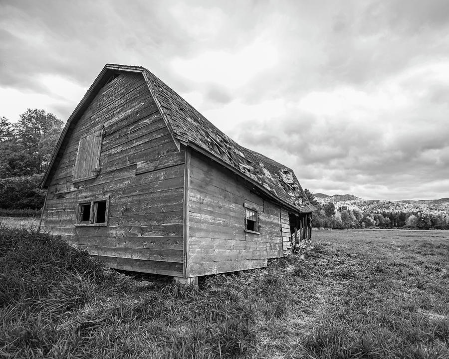 Dilapidated Barn Keene New York NY Route 73 Black and White Photograph by Toby McGuire