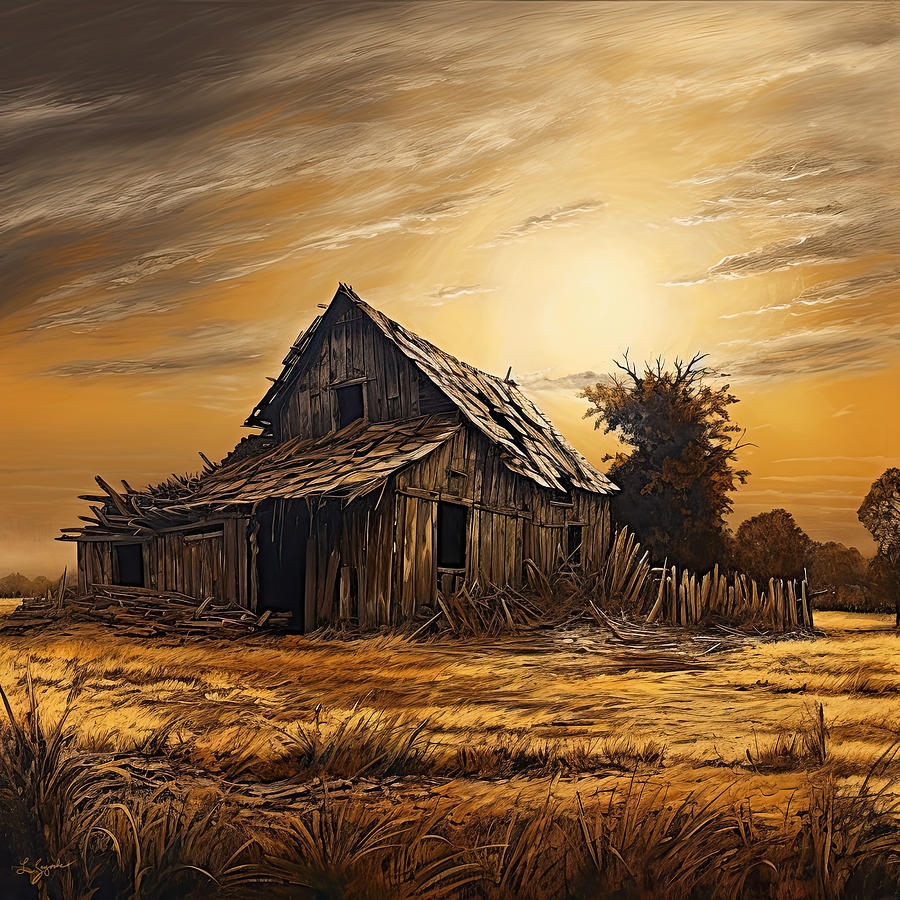 Dilapidated Shack in the Country Painting by Lourry Legarde