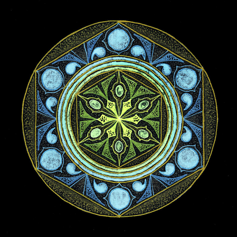 Geometric Mandala Painting - Dimensions - fine art prints by Keiko Katsuta