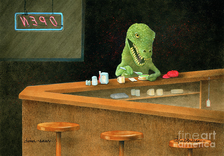 Dinosaur Painting - Diner-saur... by Will Bullas