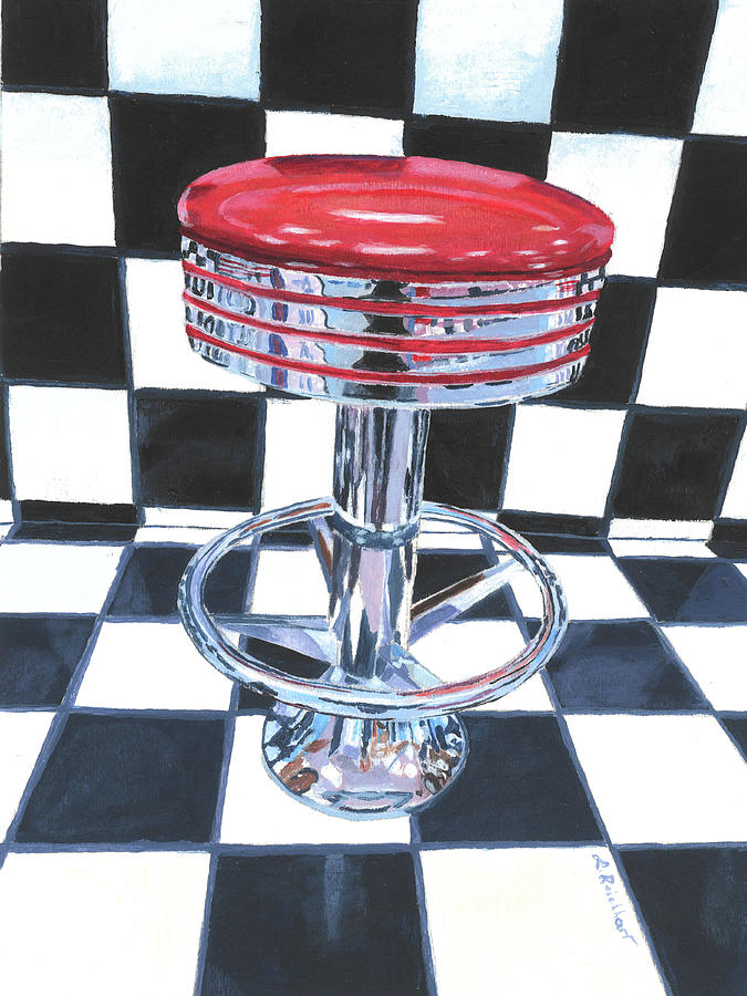 Diner Stool 2 Painting by Lynne Reichhart