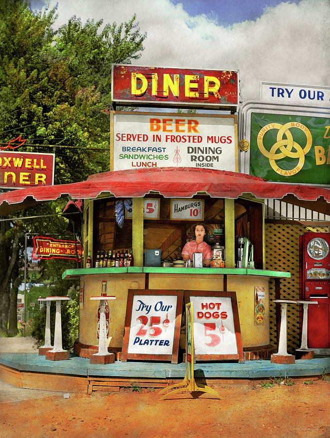Diner - Try our 25 cent platter 1940 Photograph by Mike Savad