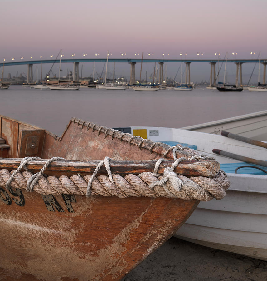 San Diego Photograph - Dinghy With Ropes in Coronado by William Dunigan