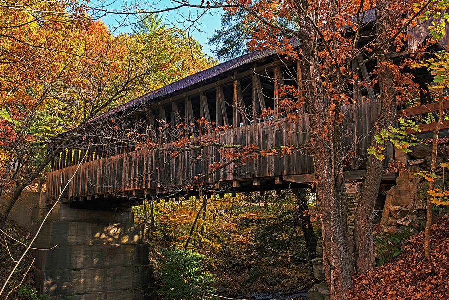 Dingleton Hills Covered Bridge Cornish NH Fall Foliage Photograph by Toby McGuire