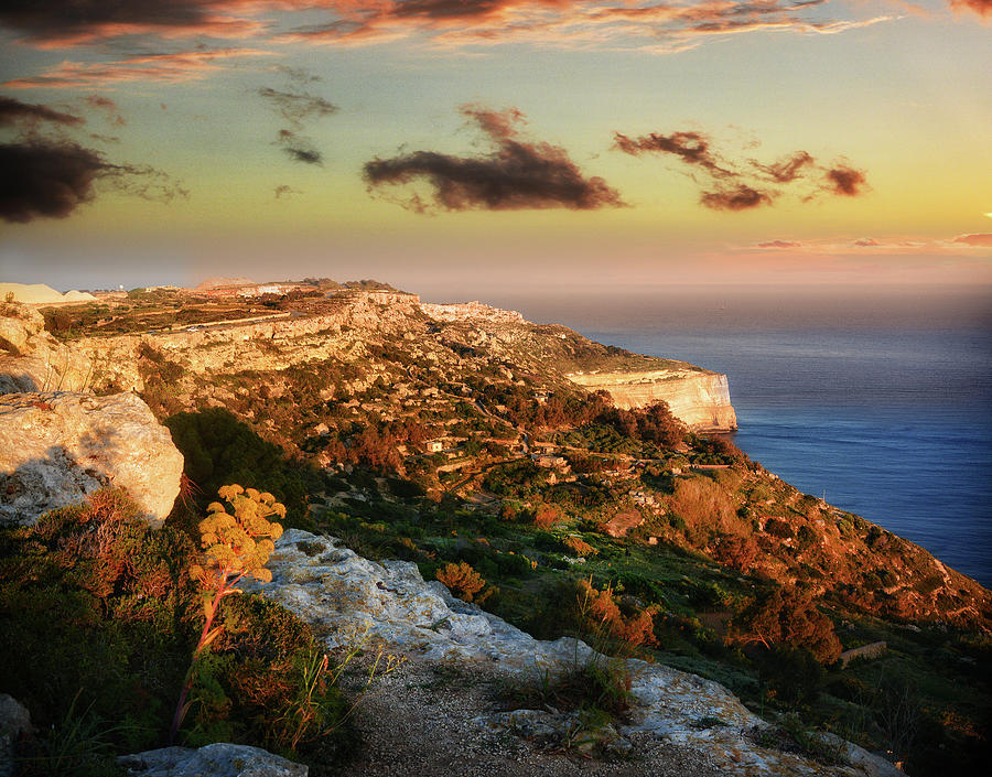 Dingli cliffs at sunset in Malta - Landscape photo Photograph by Stephan Grixti