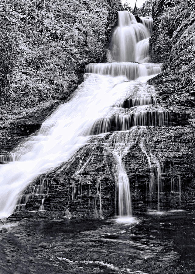 Dingmans Falls 3 - B and W Photograph by Allen Beatty