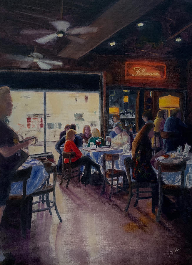 Dining at Cheevers Cafe Painting by Jan Chesler
