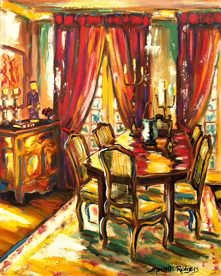 Dining in Red Painting by Sherrell Rodgers