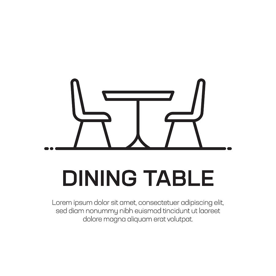 Dining Table Vector Line Icon - Simple Thin Line Icon, Premium Quality Design Element Drawing by Cnythzl