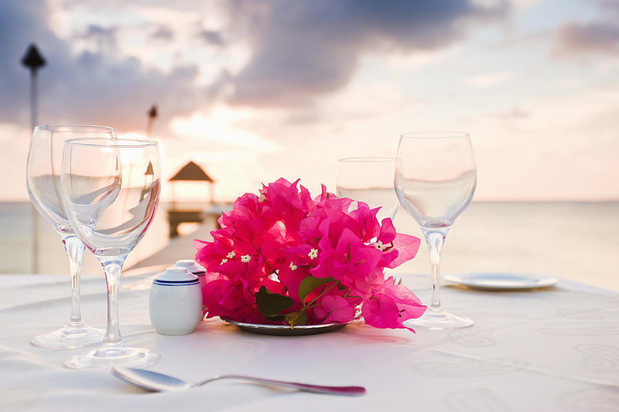 Dinner at the Beach Polynesia Sunset Luxury Holiday Resort Photograph by Mlenny