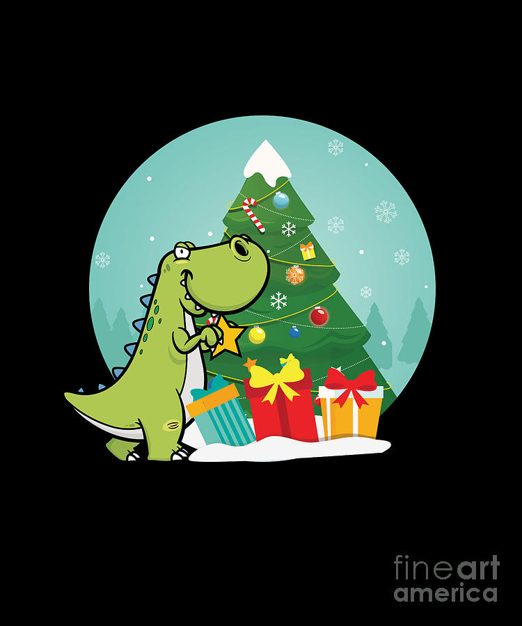 Download Dino Christmas Tree Dinosaur Animal Thanksgiving Santa Reindeers Xmas Presents Gift Digital Art By Thomas Larch