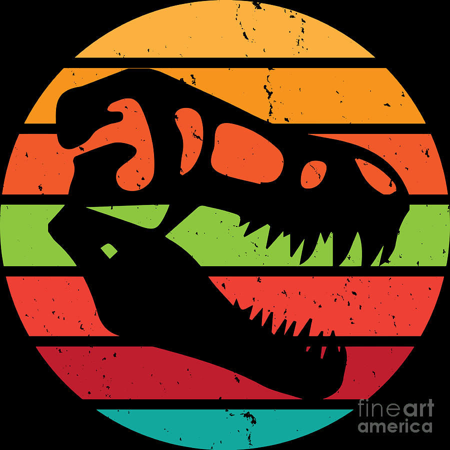 Dinosaur Digital Art - Dino T-Rex Vintage Retro Tyrannosaurus Gift by Haselshirt