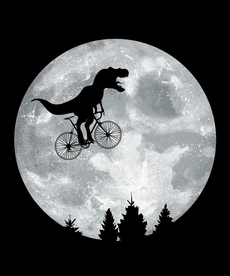 Dino Trex Riding Moon Bike Halloween Digital Art by Wowshirt | Fine Art ...