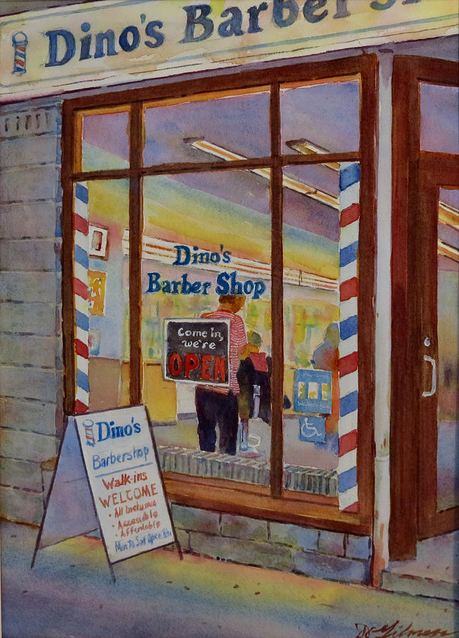Dinos Barbershop Painting by David Gilmore