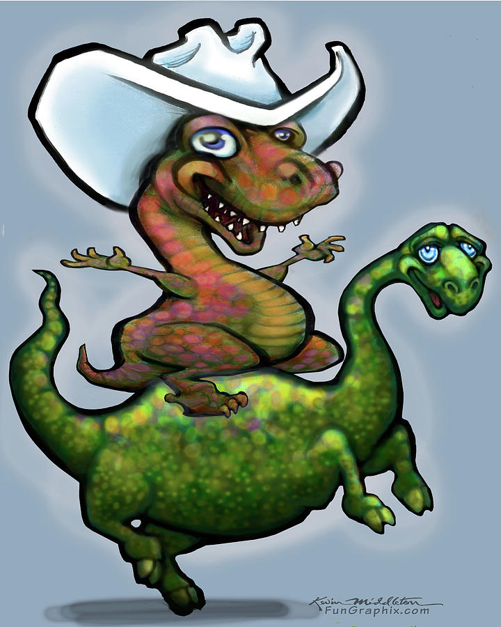 Dinosaur Cowboy Hat Digital Art by Kevin Middleton