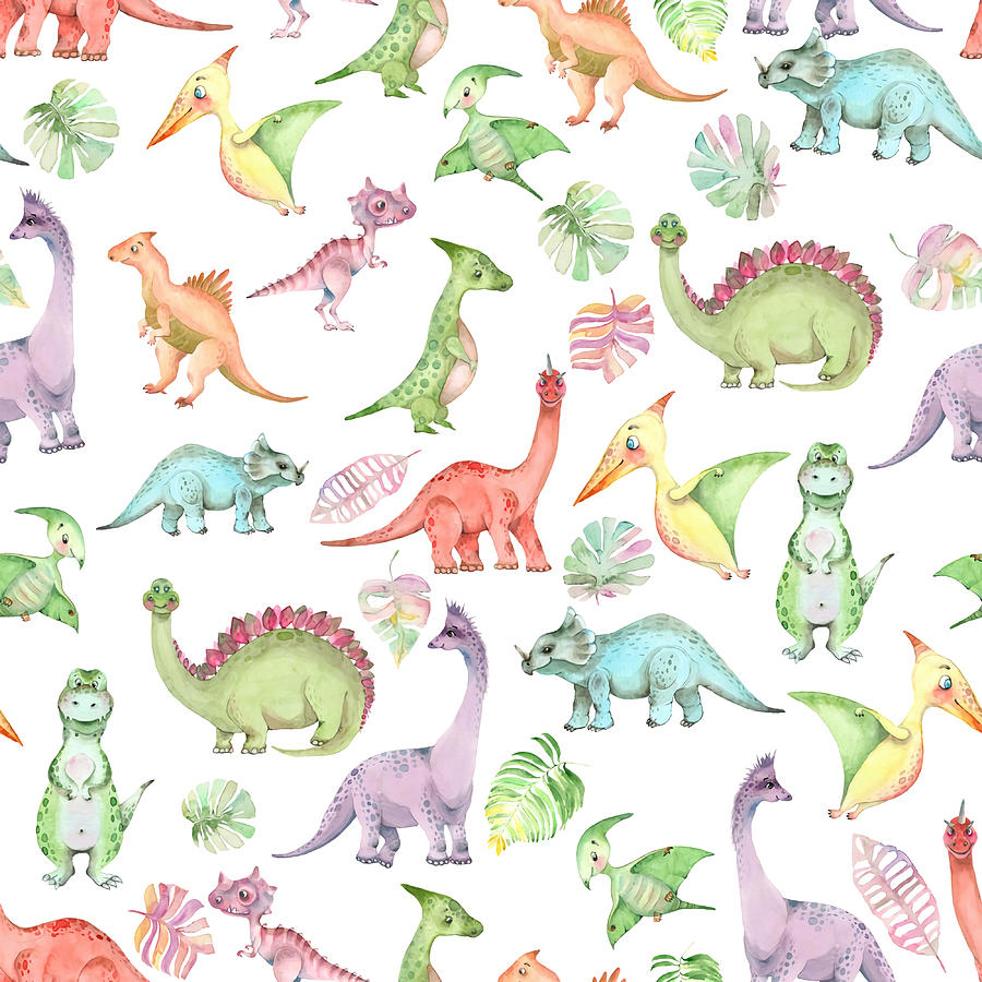 Dinosaur Pastel Color Art Poster love Painting by Jeremy Bethany | Fine ...