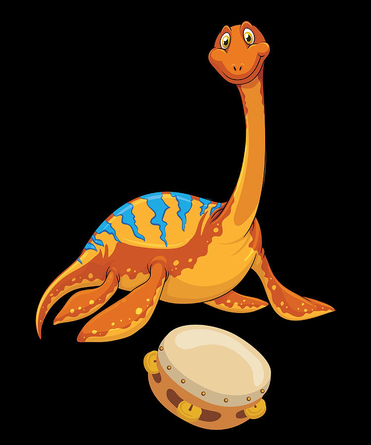 Dinosaur Playing Tambourine Funny Good Dinosaur Painting by Butler
