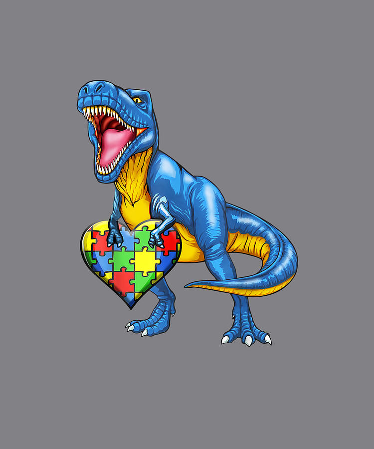 Dinosaur Autism Jigsaw Rainbow Au-somesaurus Adult T Shirt