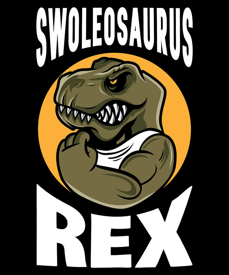 Dinosaur Swole Funny Weightlifter Fitness Bodybuilder Digital Art by ...