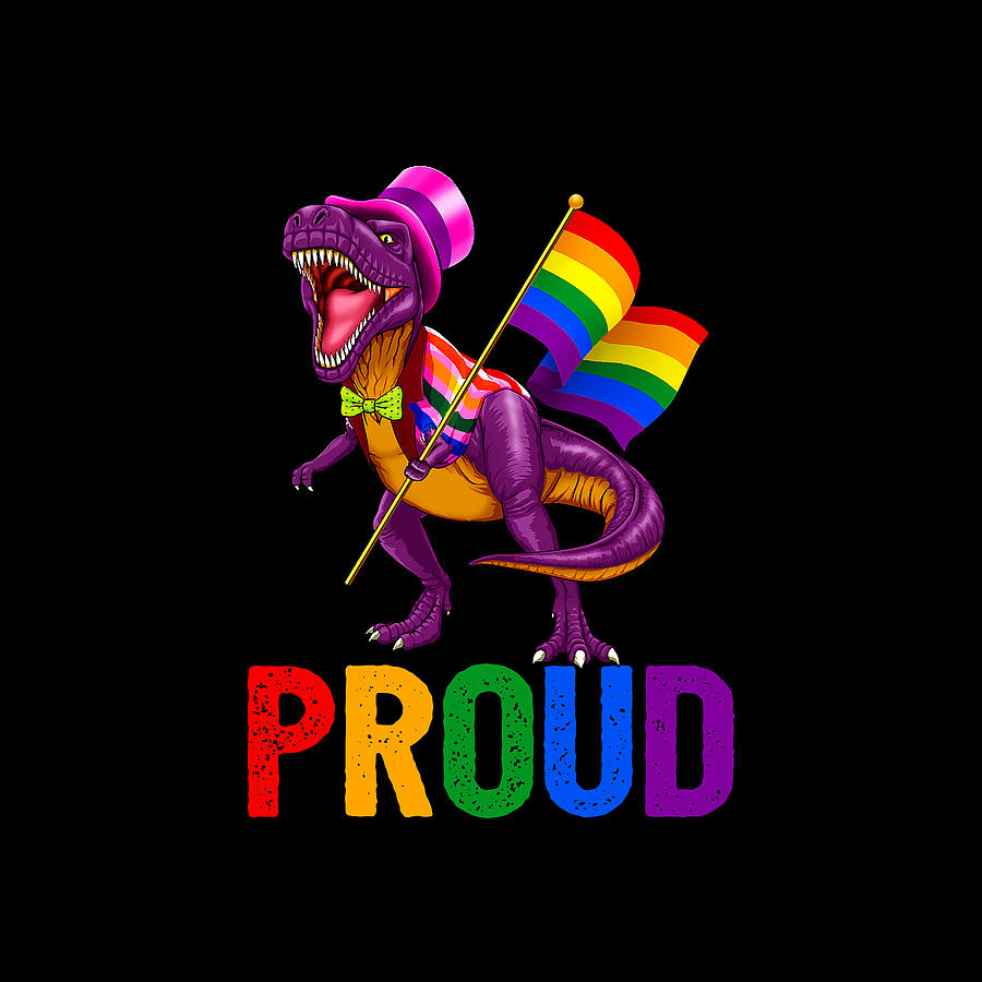 Google Chrome Dino T Rex LGBT Asexual Pride Flag Dinosaur Art