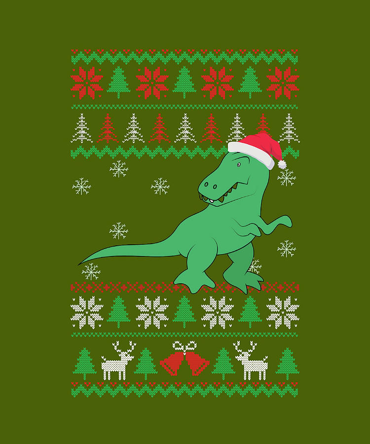 Dinosaur Ugly Christmas Poster quote Painting by Zachary Carlie - Fine ...