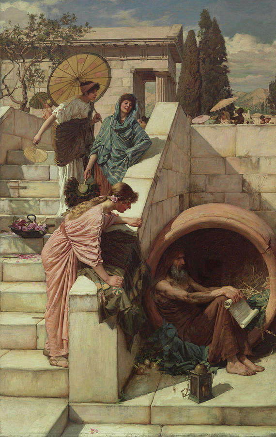 Diogenes, 1882 Painting by John William Waterhouse