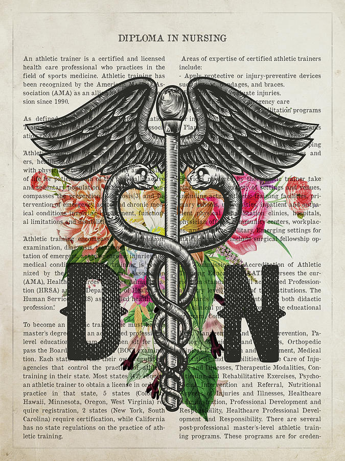 Diploma In Nursing With Flowers Print Dn Digital Art