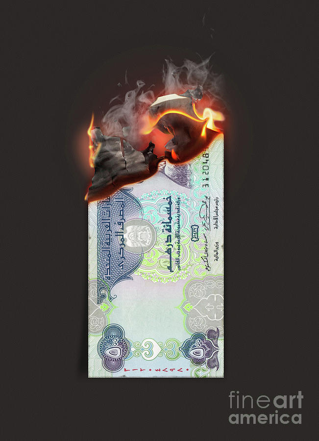 Dirham Burning Cash Note Digital Art