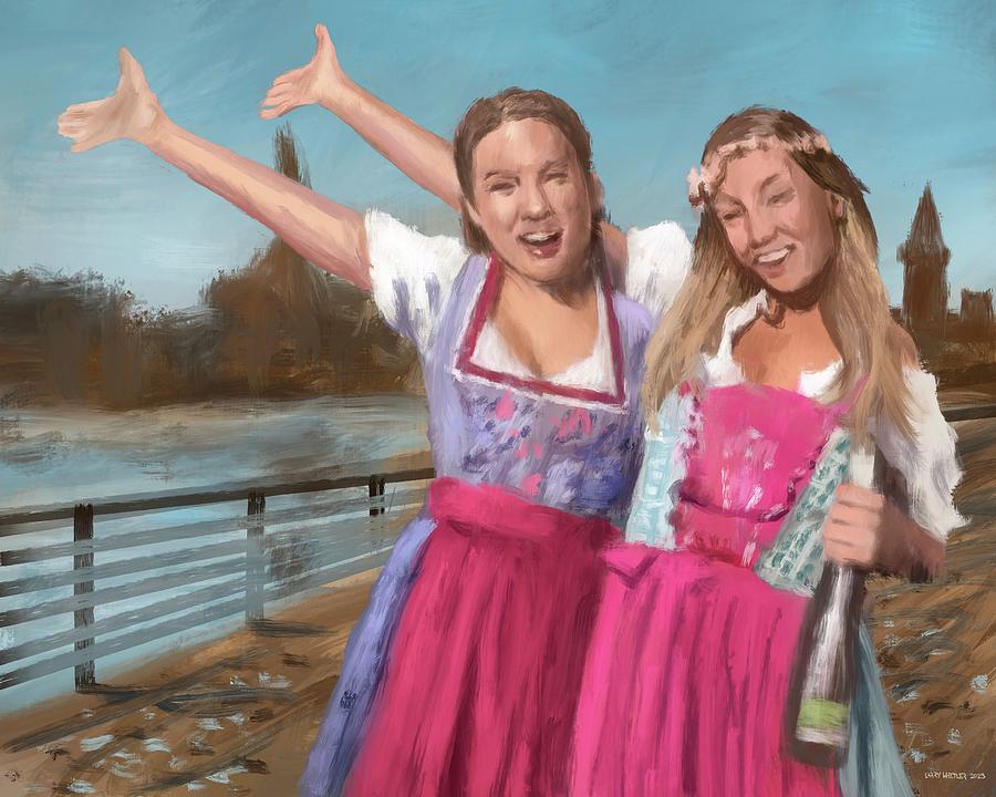 Dirndl Girls Painting by Larry Whitler