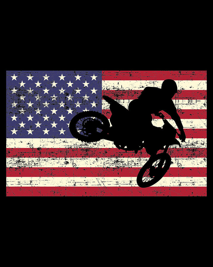 Dirt Bike American Flag Motocross Enduro Digital Art by Nguyen Hung