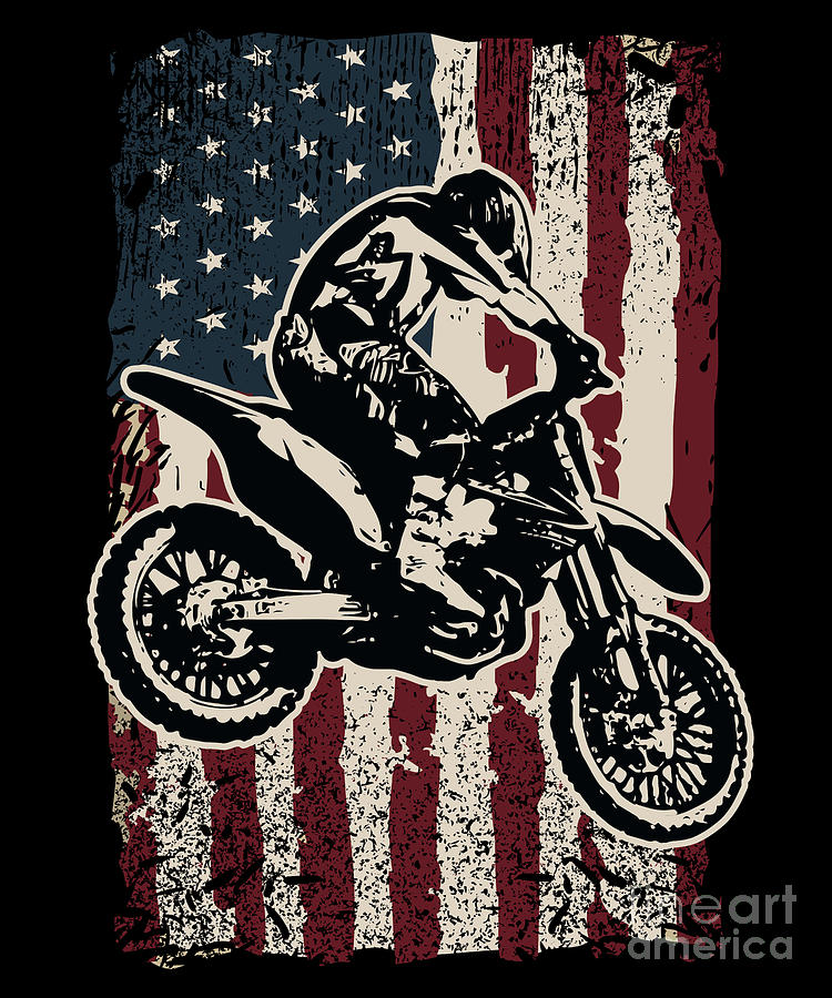 Dirt Bike American Flag Patriotic Motorcross Gift Digital Art by J M