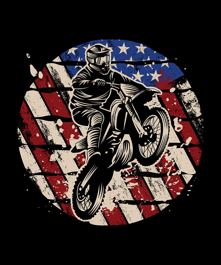 Dirt Bike American Flag Digital Art by Steven Zimmer - Pixels