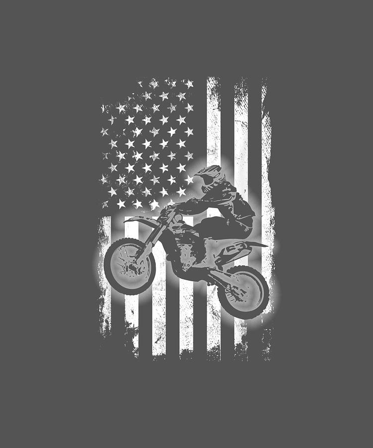 Dirt Bike American Flag Usa Patriotic Dirtbike Motocross Drawing by ...