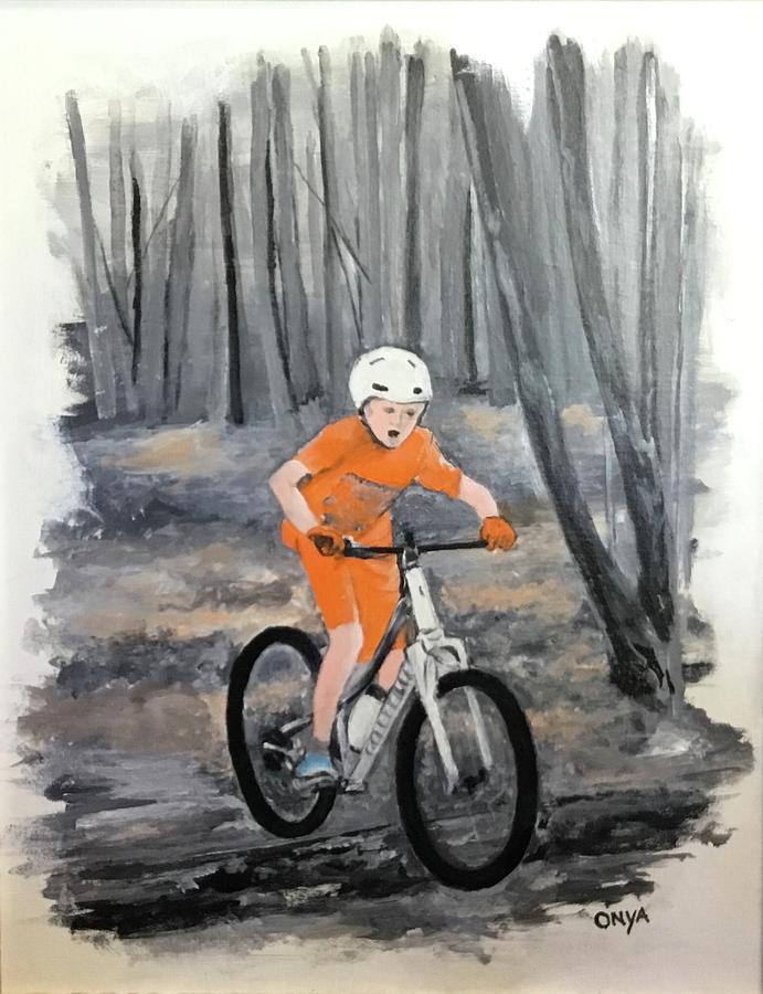 Dirt bike Painting by Ellen Canfield