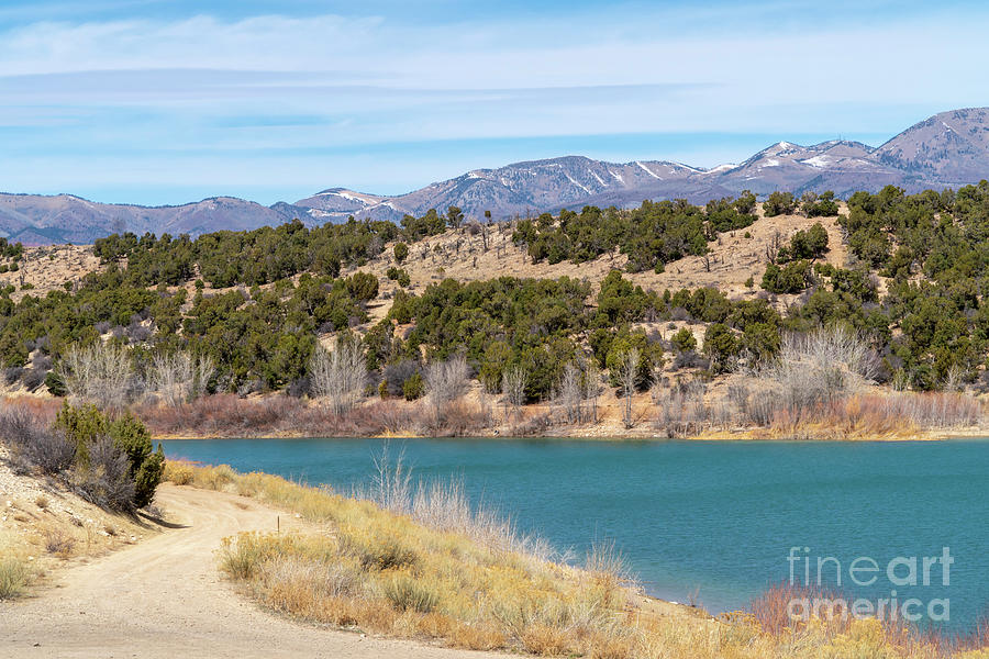 Dirt road alongside a reservoir near Monticello, Utah USA Photograph by William Kuta