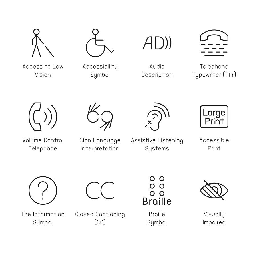 Disabled Accessibility Icons - Thin Line Series Drawing by Rakdee