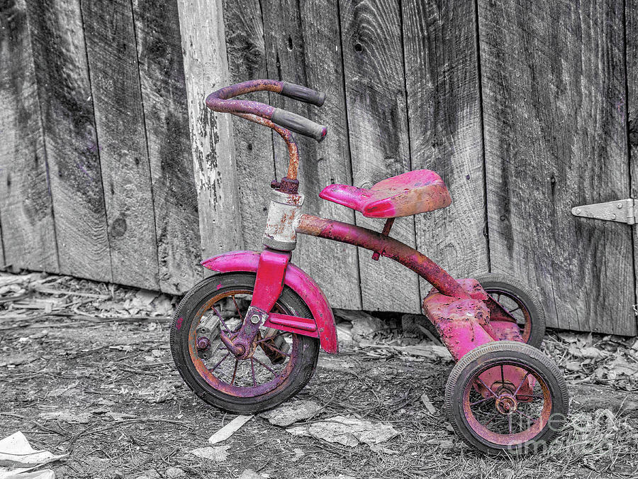 Discarded Toy Tricycle Selective Color Digital Art
