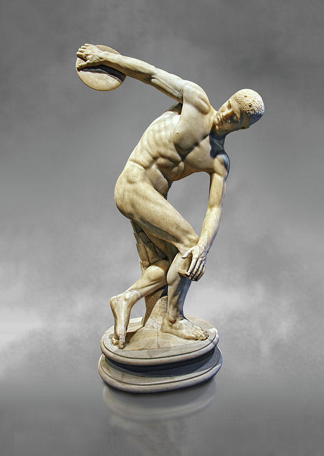 Roman God Photograph -  Discus Thrower Roman statue - The National Roman Museum Rome by Paul E Williams