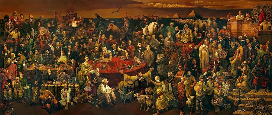 Discussing the Divine Comedy with Dante 100 World Figures 2600x1105.jpg Painting by Anon