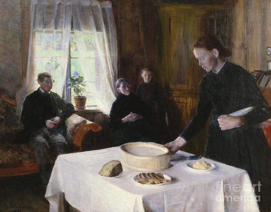 Dish, 1891 Painting by O Vaering by August Eiebakke