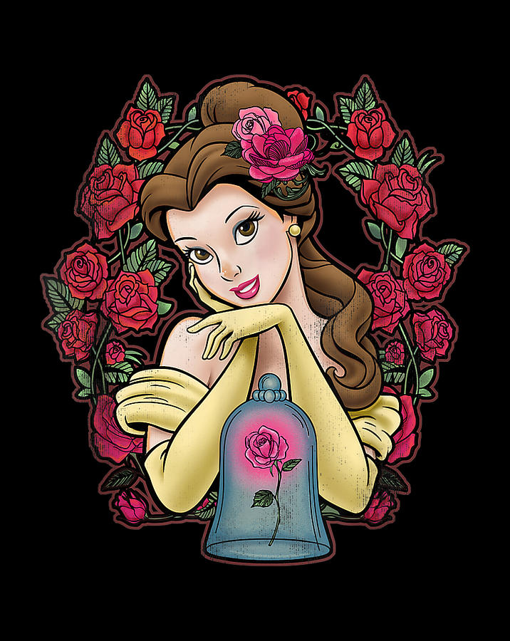 Disney Beauty And The Beast Belle Roses Graphic Digital Art by Nguyen Hung