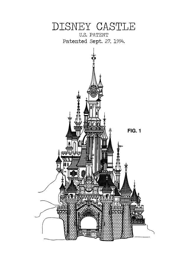 Walt Disney Disneyland Official Cinderella Castle Patent Art Print 113 