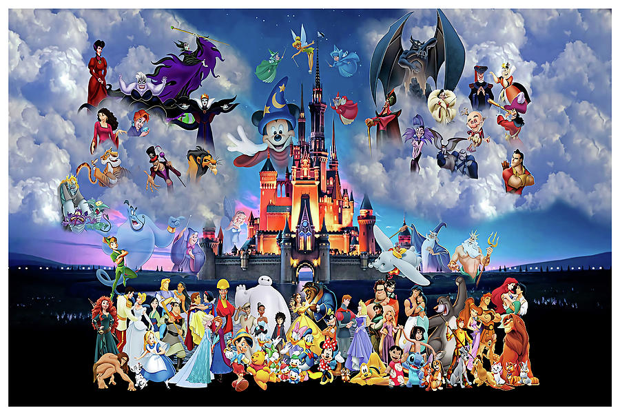 Children Cartoon Movie Art Poster & Canvas Picture Print Disney All Characters 