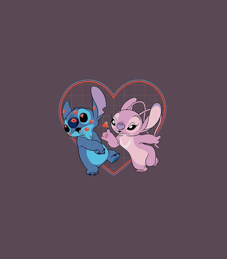 Disney Lilo and Stitch Angel Heart Kisses1 Digital Art by Leesed